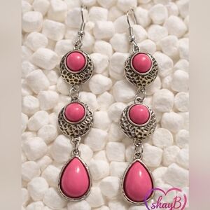 Pink and Silver Dangle Earrings